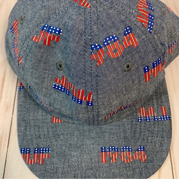 NEW Huf 1984 6-Panel Red White Blue Chambray Baseball Cap Hat Adjustable NWT - Picture 2 of 8